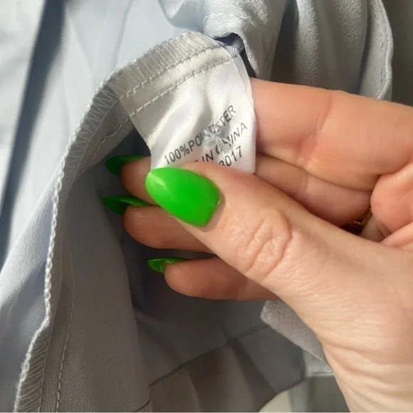 Princess Polly 2pc Light Blue Satin Long Sleeve Top + Mini Skirt Coord Set 4 - Picture 3 of 7